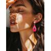 imageSWEETV Vintage 18K Gold Plated Statement Earrings for Women Trendy Antique Enamel Chunky Drop Dangle Earrings Big Crystal Earrings for Fashion Prom Jewelry GiftsPink