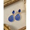 imageSWEETV Vintage 18K Gold Plated Statement Earrings for Women Trendy Antique Enamel Chunky Drop Dangle Earrings Big Crystal Earrings for Fashion Prom Jewelry GiftsSapphire