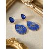 imageSWEETV Vintage 18K Gold Plated Statement Earrings for Women Trendy Antique Enamel Chunky Drop Dangle Earrings Big Crystal Earrings for Fashion Prom Jewelry GiftsSapphire