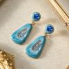 imageSWEETV Vintage 18K Gold Plated Statement Earrings for Women Trendy Antique Enamel Chunky Drop Dangle Earrings Big Crystal Earrings for Fashion Prom Jewelry GiftsLight BlueStyle02