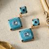 imageSWEETV Vintage 18K Gold Plated Statement Earrings for Women Trendy Antique Enamel Chunky Drop Dangle Earrings Big Crystal Earrings for Fashion Prom Jewelry GiftsLight BlueStyle01