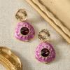 imageSWEETV Vintage 18K Gold Plated Statement Earrings for Women Trendy Antique Enamel Chunky Drop Dangle Earrings Big Crystal Earrings for Fashion Prom Jewelry GiftsPurple