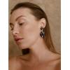 imageSWEETV Vintage 18K Gold Plated Statement Earrings for Women Trendy Antique Enamel Chunky Drop Dangle Earrings Big Crystal Earrings for Fashion Prom Jewelry GiftsBlackStyle01