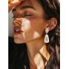 imageSWEETV Vintage 18K Gold Plated Statement Earrings for Women Trendy Antique Enamel Chunky Drop Dangle Earrings Big Crystal Earrings for Fashion Prom Jewelry GiftsWhite