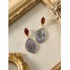 imageSWEETV Vintage 18K Gold Plated Statement Earrings for Women Trendy Antique Enamel Chunky Drop Dangle Earrings Big Crystal Earrings for Fashion Prom Jewelry GiftsBrown