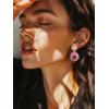 imageSWEETV Vintage 18K Gold Plated Statement Earrings for Women Trendy Antique Enamel Chunky Drop Dangle Earrings Big Crystal Earrings for Fashion Prom Jewelry GiftsPurple
