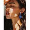 imageSWEETV Vintage 18K Gold Plated Statement Earrings for Women Trendy Antique Enamel Chunky Drop Dangle Earrings Big Crystal Earrings for Fashion Prom Jewelry GiftsSapphire