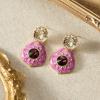 imageSWEETV Vintage 18K Gold Plated Statement Earrings for Women Trendy Antique Enamel Chunky Drop Dangle Earrings Big Crystal Earrings for Fashion Prom Jewelry GiftsPurple