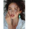 imageSWEETV Vintage 18K Gold Plated Statement Earrings for Women Trendy Antique Enamel Chunky Drop Dangle Earrings Big Crystal Earrings for Fashion Prom Jewelry GiftsGreenStyle03