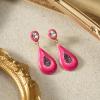 imageSWEETV Vintage 18K Gold Plated Statement Earrings for Women Trendy Antique Enamel Chunky Drop Dangle Earrings Big Crystal Earrings for Fashion Prom Jewelry GiftsPink