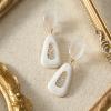 imageSWEETV Vintage 18K Gold Plated Statement Earrings for Women Trendy Antique Enamel Chunky Drop Dangle Earrings Big Crystal Earrings for Fashion Prom Jewelry GiftsWhite