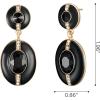 imageSWEETV Vintage 18K Gold Plated Statement Earrings for Women Trendy Antique Enamel Chunky Drop Dangle Earrings Big Crystal Earrings for Fashion Prom Jewelry GiftsBlackStyle01