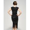imageSWEETV Womens Flapper Dresses 1920s Great Gatsby Dresses Sequin Fringed Roaring 20s Cocktail DressBlack