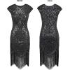 imageSWEETV Womens Flapper Dresses 1920s Great Gatsby Dresses Sequin Fringed Roaring 20s Cocktail DressBlack