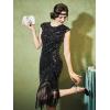 imageSWEETV Womens Flapper Dresses 1920s Great Gatsby Dresses Sequin Fringed Roaring 20s Cocktail DressBlack