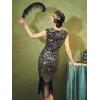 imageSWEETV Womens Flapper Dresses 1920s Great Gatsby Dresses Sequin Fringed Roaring 20s Cocktail DressBlackgold