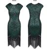 imageSWEETV Womens Flapper Dresses 1920s Great Gatsby Dresses Sequin Fringed Roaring 20s Cocktail DressBlackgreen
