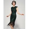 imageSWEETV Womens Flapper Dresses 1920s Great Gatsby Dresses Sequin Fringed Roaring 20s Cocktail DressBlackgreen