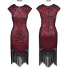 imageSWEETV Womens Flapper Dresses 1920s Great Gatsby Dresses Sequin Fringed Roaring 20s Cocktail DressBlackred