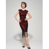 imageSWEETV Womens Flapper Dresses 1920s Great Gatsby Dresses Sequin Fringed Roaring 20s Cocktail DressBlackred