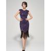 imageSWEETV Womens Flapper Dresses 1920s Great Gatsby Dresses Sequin Fringed Roaring 20s Cocktail DressPurple