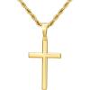 imageSWEETV 18K Gold Over 925 Sterling Silver Cross Necklace for MenWomen Stainless Steel CubanRope Chain Cross Pendant 1820 inch Religious Jewelry Gifts for MenGold Rope Chain