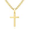 imageSWEETV 18K Gold Over 925 Sterling Silver Cross Necklace for MenWomen Stainless Steel CubanRope Chain Cross Pendant 1820 inch Religious Jewelry Gifts for MenGold Cuban Chain
