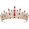 imageSWEETV Crystal Wedding Tiara for Women Royal Queen Crown Headband Rhinestone Princess Hair Accessories for Prom Birthday3Red