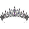 imageSWEETV Crystal Wedding Tiara for Women Royal Queen Crown Headband Rhinestone Princess Hair Accessories for Prom Birthday4Blue  Black Gray