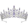 imageSWEETV Crystal Wedding Tiara for Women Royal Queen Crown Headband Rhinestone Princess Hair Accessories for Prom Birthday5purple  Silver