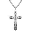 imageSWEETV Designer 925 Sterling Silver Cross Necklace for Men Vintage Chunky Big Cross Pendant with Cuban Chain Amulet Necklace Jewelry Gift for Men A04