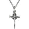 imageSWEETV Designer Oxidized Sterling Silver Cross Necklace for Men Vintage Chunky Big Cross Pendant Amulet Necklace Jewelry Gift for MenA07