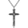 imageSWEETV Designer Oxidized Sterling Silver Cross Necklace for Men Vintage Chunky Big Cross Pendant with Cuban Chain Amulet Necklace Jewelry Gift for Men A06