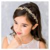 imageSWEETV Flower Girl Hair Accessories for Wedding Headpieces FlowerLeaf Girls Headband Princess Crystal Pearl Hair Pieces for Birthday Party First Communion