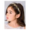 imageSWEETV Flower Girl Headpiece Pearl Silver Wedding Hair Accessories for Girls Flowers Headband Tiara for BirthdaypartyGold