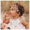imageSWEETV Flower Girl Headpiece Silver Princess Wedding Headband Baby Girls Flower Pearl Hair Accessories for Birthday Party PhotographyRose Gold
