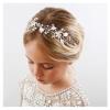imageSWEETV Flower Girl Headpiece Silver Princess Wedding Headband Baby Girls Flower Pearl Hair Accessories for Birthday Party PhotographySilver