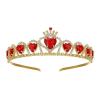imageSWEETV Red Princess Tiara for Girls Birthday Crown Gift for Kids Crystal Heart Tiara Headband Child Costume Headpiece Dress up Accessories for Cosplay Party HalloweenRed