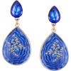 imageSWEETV Vintage 18K Gold Plated Statement Earrings for Women Trendy Antique Enamel Chunky Drop Dangle Earrings Big Crystal Earrings for Fashion Prom Jewelry GiftsSapphire