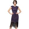imageSWEETV Womens Flapper Dresses 1920s Great Gatsby Dresses Sequin Fringed Roaring 20s Cocktail DressPurple