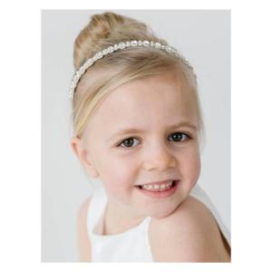 imageSWEETV Flower Girl Headpiece Silver Girls Headband for Wedding Crystal Floral Princess Hairband Baby Girl Hair Accessory for Birthday First Communion