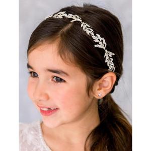imageSWEETV Flower Girl Headpiece for Wedding Headband Silver Princess Hair Accessories Little Girls Toddler Kids Crystal Hair Bands for First CommunionSilver