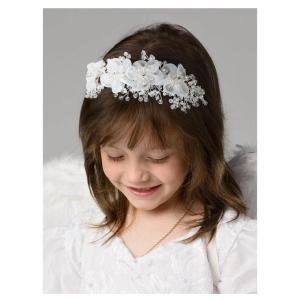 imageSWEETV Flower Girl Headpiece for Wedding communion headpiece for girls Princess Headband for Girls Hair Accessories for Birthday PartySilver