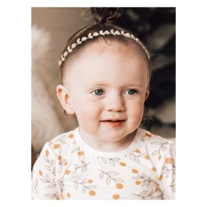imageSWEETV Gold Baby Girl Headband Flower Girl Headpiece Princess Crystal Wedding Hair Accessories for Birthday Party PhotographyGold