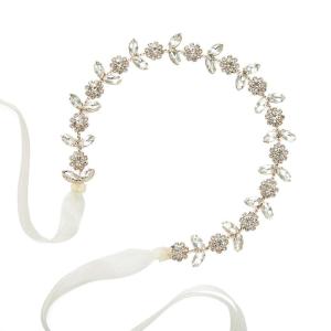 imageSWEETV Gold Baby Girl Headband Flower Girl Headpiece Princess Crystal Wedding Hair Accessories for Birthday Party PhotographyRose Gold
