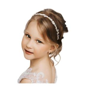 imageSWEETV Hairband Flower Girl Headpiece for Wedding Communion Birthday Party  Pearl Girls Headband with Rhinestones  Girls Headpiece for Special Occasions  One Size  Silver 1Silver 2