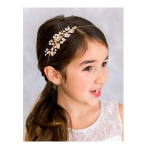 imageSWEETV Hairband for Wedding Flower Girl Headpiece with Glittering Rhinestones Gold One Size for Baby Girl Little Girl First Communion Birthday Party Prom Childrens Day Special OccasionsGold