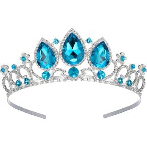 imageSWEETV Princess Tiaras for Little Girls Kids Dressup Crown Headband Birthday Wedding Halloween Cosplay Hair Accessories1BlueSilver Elsa
