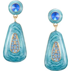 imageSWEETV Vintage 18K Gold Plated Statement Earrings for Women Trendy Antique Enamel Chunky Drop Dangle Earrings Big Crystal Earrings for Fashion Prom Jewelry GiftsLight BlueStyle02