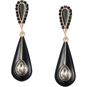 imageSWEETV Vintage 18K Gold Plated Statement Earrings for Women Trendy Antique Enamel Chunky Drop Dangle Earrings Big Crystal Earrings for Fashion Prom Jewelry GiftsBlackStyle02